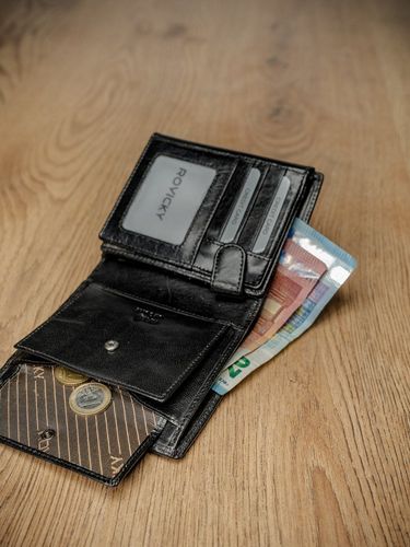 elegancki pionowy portfel męski bez zapięcia ze skóry naturalnej - rovicky na Arena.pl