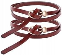 Wąski Pasek Damski Długi Wiązany Skórzany Retro