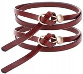 Wąski Pasek Damski Długi Wiązany Skórzany Retro