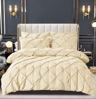 Beżowy Komplet Pościeli Finet z zakładkami 6 szt.