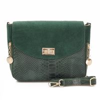 VERA PELLE torebka damska zamszowa listonoszka z paskiem V290 c.zielona