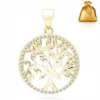 ZŁOTA ZAWIESZKA WISIOREK DRZEWKO SZCZĘŚCIA ŻYCIA Z CYRKONIAMI SREBRO 925
