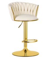 Hoker barowy welur beż regulowany obrotowy złota podstawa