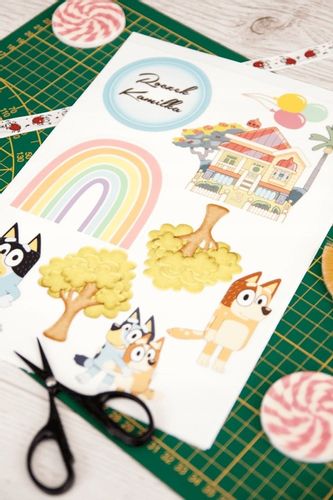 Wydruk Opłatek Tort Zestaw BLUEY 8 El + GRATIS Tabliczka Napisem BLUE na Arena.pl