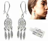 KOLCZYKI SREBRNE 925 WISZĄCE ŚLICZNE MODNE ŁAPACZE SNÓW + ETUI SREBRO 925