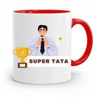 Kubek Czerwony Dla Taty Ojca Super Tata Prezent Z Nadrukiem Ze Zdjęciem