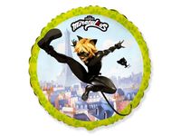 Balon foliowy „Cat Noir - Miraculum: Biedronka i Czarny Kot, okrągły”, 45cm