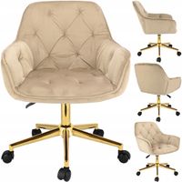 fotel largo beżowy na złotej stopie