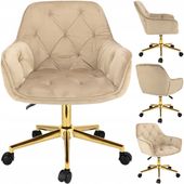 fotel largo beżowy na złotej stopie