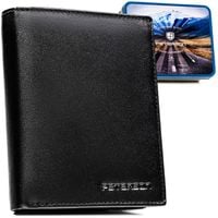 portfel męski ze skóry naturalnej w czarnym kolorze z systemem