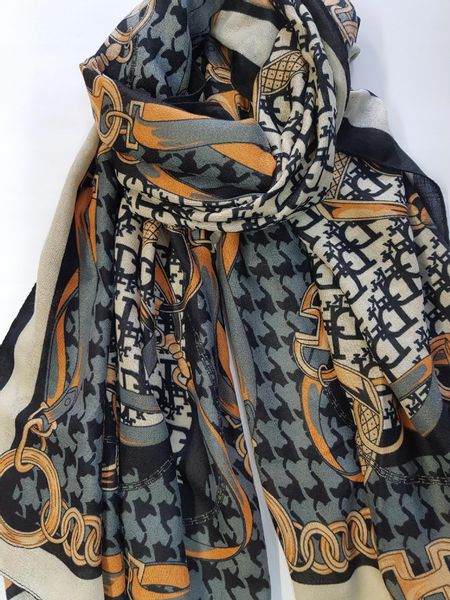 Elegancki szal czarno-szary 13 zdjęcie 7