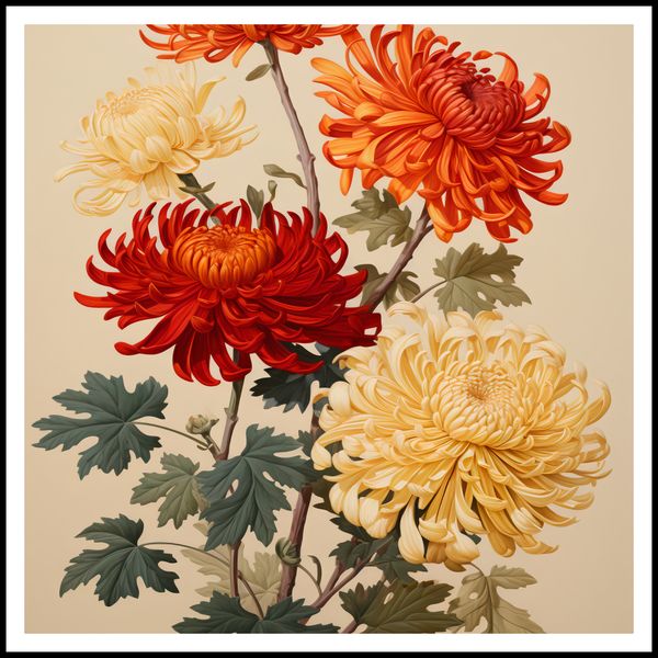 Plakat 100x100cm Tańczące Chryzantemy zdjęcie 3