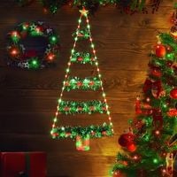 Wisząca sztuczna choinka z lampkami LED na baterię 81 cm, ozdoba świąteczna