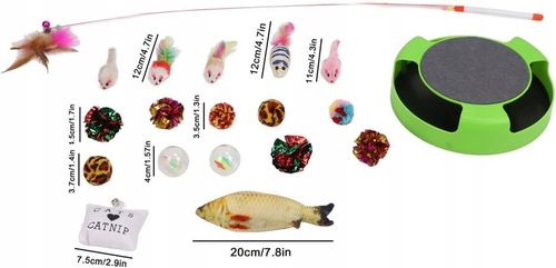 Zestaw 19 zabawek dla kota, drapak z myszą - idealne dla aktywnego na Arena.pl