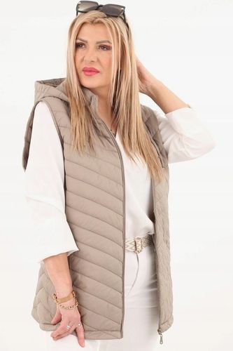 KAMIZELKA PIKOWANA DAMSKA PRZEJŚCIOWA DUŻE ROZMIARY BEZRĘKAWNIK Z KAPTUREM na Arena.pl