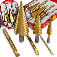 Wiertła Stopniowe Stożkowe Otwornice Do Metalu 4-32mm Z Frezami 6szt WIERTŁ