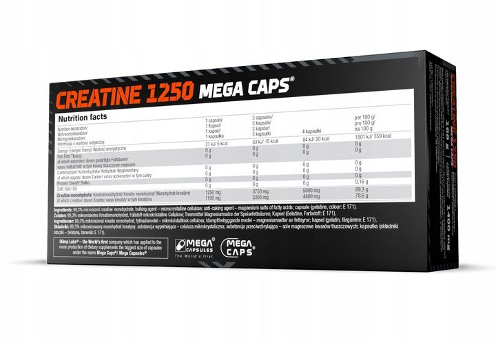 OLIMP CREATINE MEGA CAPS 2x120kaps KREATYNA MONOHYDRAT MONO zdjęcie 8
