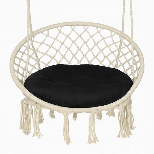 Poduszka na bocianie gniazdo okrągła aksamitna 60 cm CZARNA gruba huśtawka na Arena.pl