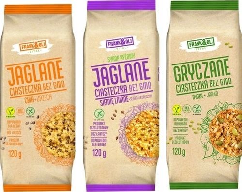 6x FRANK&OLI CIASTECZKA CHRUPIĄCE 120G MIX WSZYSTKICH SMAKÓW KARMEL JABŁKO na Arena.pl