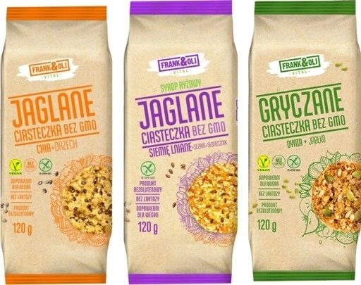 6x FRANK&OLI CIASTECZKA CHRUPIĄCE 120G MIX WSZYSTKICH SMAKÓW KARMEL JABŁKO zdjęcie 2