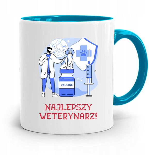 Kubek Błękitny Weterynarza Najlepszy Weterynarz Z Nadrukiem Ze Zdjęciem zdjęcie 1