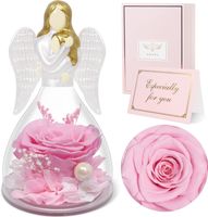 Figurka Anioła z Wieczną Różą Szkło Różowa 13cm Prezent dla Mamy Córki