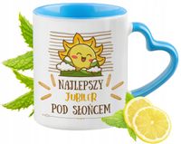 Dla Jubilera Kubek Błękitny Z Uszkiem W Kształcie Serca Na Prezent