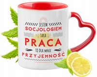 Kubek Dla Socjologa Czerwony Z Uszkiem W Kształcie Serca Na Prezent