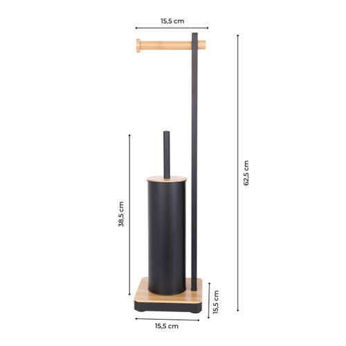 Stojak na szczotkę i papier toaletowy, czarny bambus - Yoka na Arena.pl