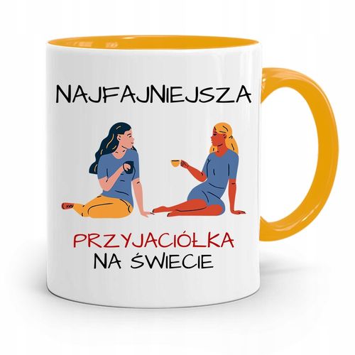 Kubek Żółty Dla Przyjaciela Najfajniejsza Prezent Z Nadrukiem Ze Zdjęciem na Arena.pl