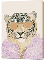 Obraz 70x100cm  Portret Zwierząt | Tygrys w Okularach | Pop Art