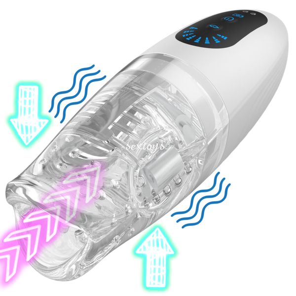 Masturbator Sex Maszyna Dla Mężczyzn, Ruchome Usta Z Wibratorem zdjęcie 4