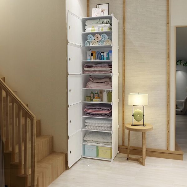 GARDEROBA UBRANIOWA SZAFA MODUŁOWA 5 PÓŁEK REGAŁ SZAFKA SŁUPEK BIAŁA zdjęcie 8