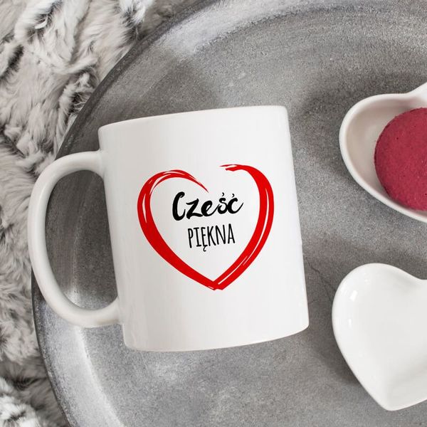 Kubek z napisem - Cześć piękna zdjęcie 1
