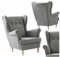 Fotel uszak skandynawski szary siwy popielaty srebrny Ari Family Meble