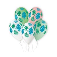 balony pastelowe liście tropikalne palmy 13"/5szt