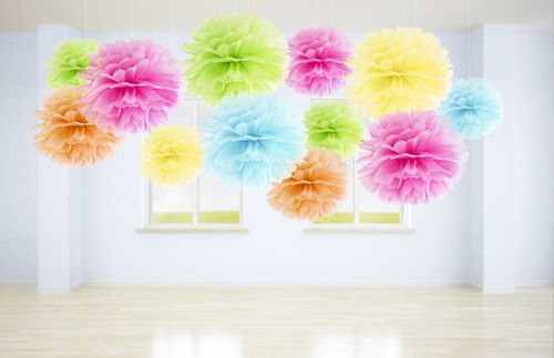 Pompon bibułowy żółty 25cm na Arena.pl