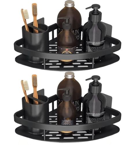 Półka narożna LUSAKA czarna do łazienki na Arena.pl