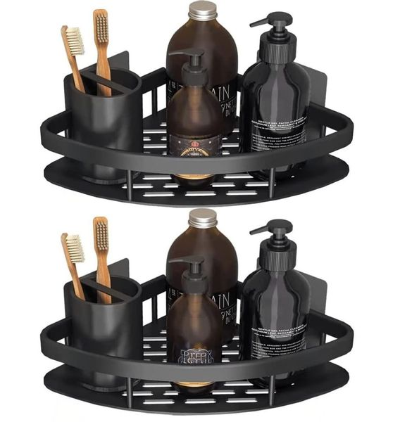 Półka narożna LUSAKA czarna do łazienki zdjęcie 9