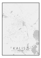 Kalisz mapa czarno biała - plakat 70x100 cm