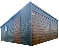 Garaż Blaszany 6x6m 2x Brama Uchylna Drzwi Okno Antracyt Dach spad NB285