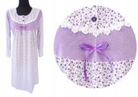 Koszula nocna damska z długim rękawem SENTINA bawełniana z haftem/koronką