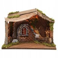 Piękna Stajenka Szopka Bożonarodzeniowa- 42x19x30cm do fig. o wys. 12-15cm