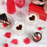 2x SZKLANKI DO KAWY HERBATY 250ml NAPOJÓW SZKLANKA ŻAROODPORNA WALENTYNKI