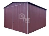 Garaż Blaszany 3,5x6 Brama - rynny - Brązowy dwuspadowy TKD116