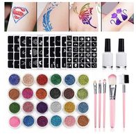 DUŻY ZESTAW DO ROBIENIA TATUAŻY SZABLONY TATUAŻE BROKATOWE ZMYWALNE BROKATY