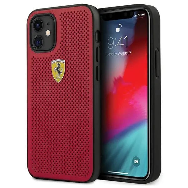 Etui Ferrari On Track Perforated na iPhone 12 mini - czerwone zdjęcie 1