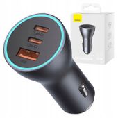 BASEUS ŁADOWARKA SAMOCHODOWA MOCNA USB 2x USB C DO GNIAZD ZAPALNICZKI MOCNA