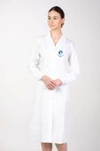 Fartuch medyczny laboratoryjny damski długi HAFT z TWOIM LOGO NAPISEM 5 szt