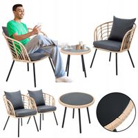 KOMPLET MEBLI OGRODOWYCH RATTANOWYCH NA BALKON TARAS VERONA PRO C.SZARY